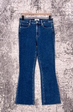 New Paige Jeans 27 Womens Colette Crop Flare Raw Hem Denim Jeans